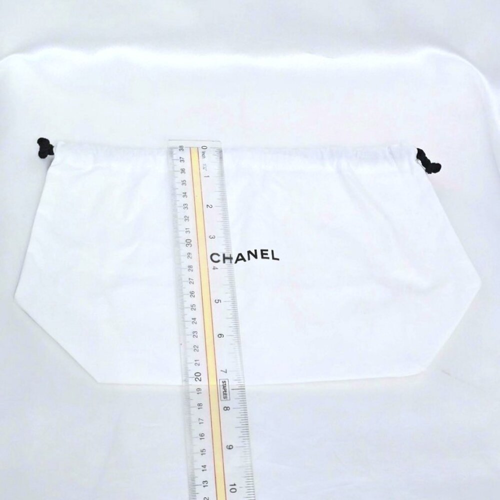 2 x CHANEL White Cotton Drawstring Dust Bag Shoe Storage LARGE 13" x 7.5" x 5.25 - Picture 5 of 5